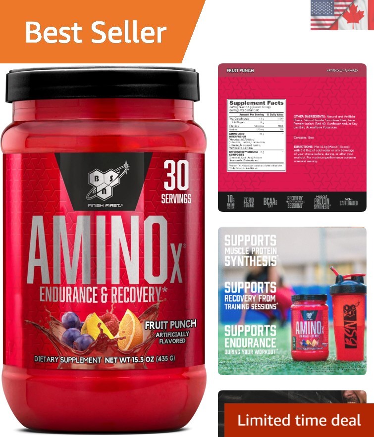 Muscle Recovery & Endurance Amino X – 30 Servings Fruit Punch, Easy Mix Formula