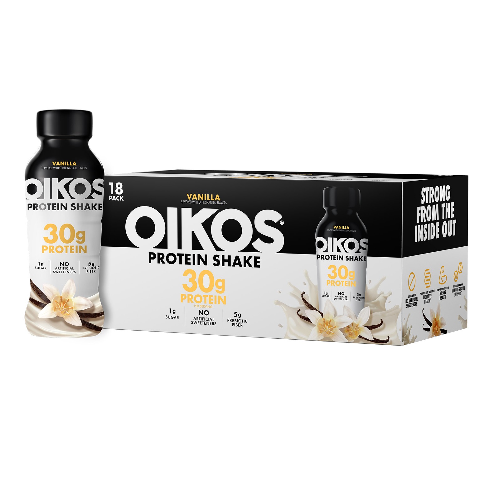 Oikos Vanilla Protein Shake 18-Pack, 30g Protein per 12oz Bottle