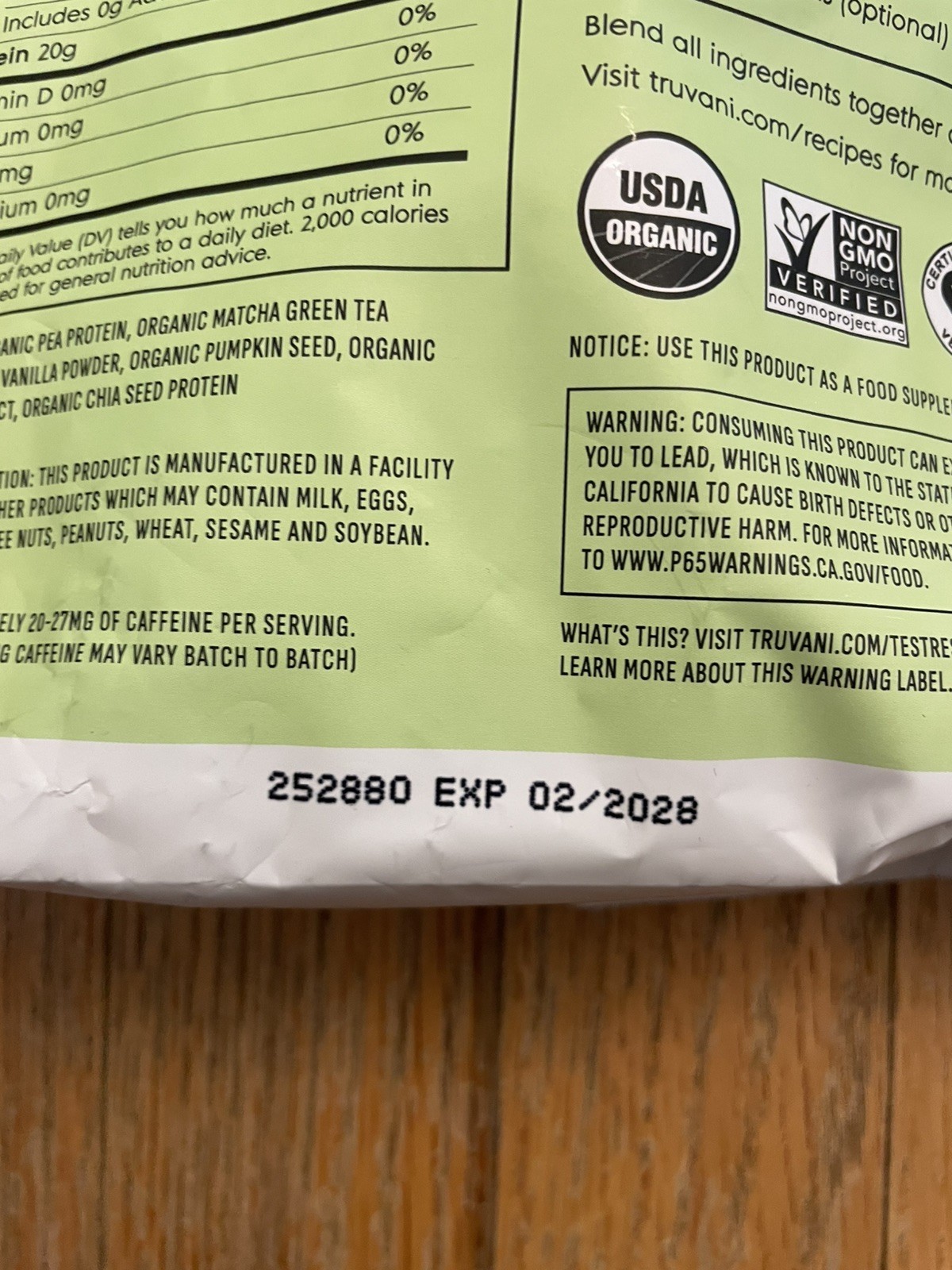 Truvani Matcha Plant Based Protein Powder (20 Servings) NEW