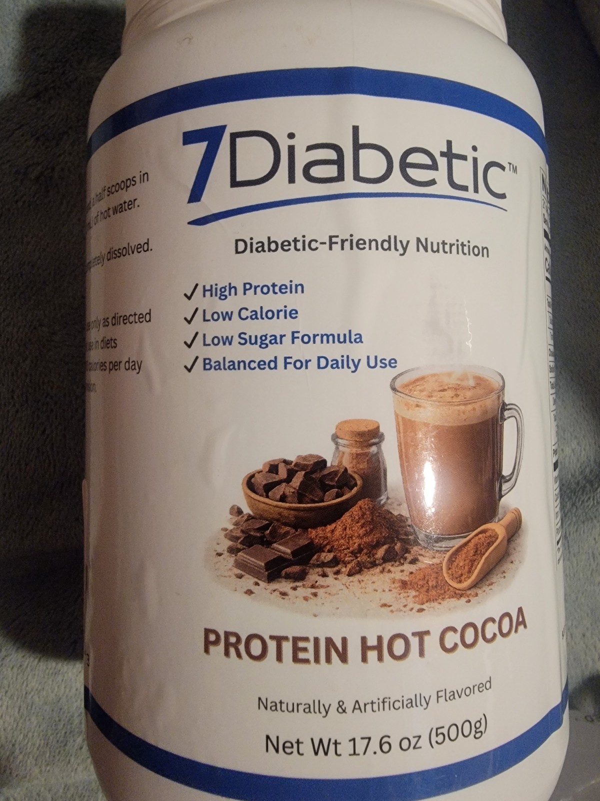 7Diabetic High Protein Hot Cocoa Powder 80 Calories 15g Protein Hot Chocolate
