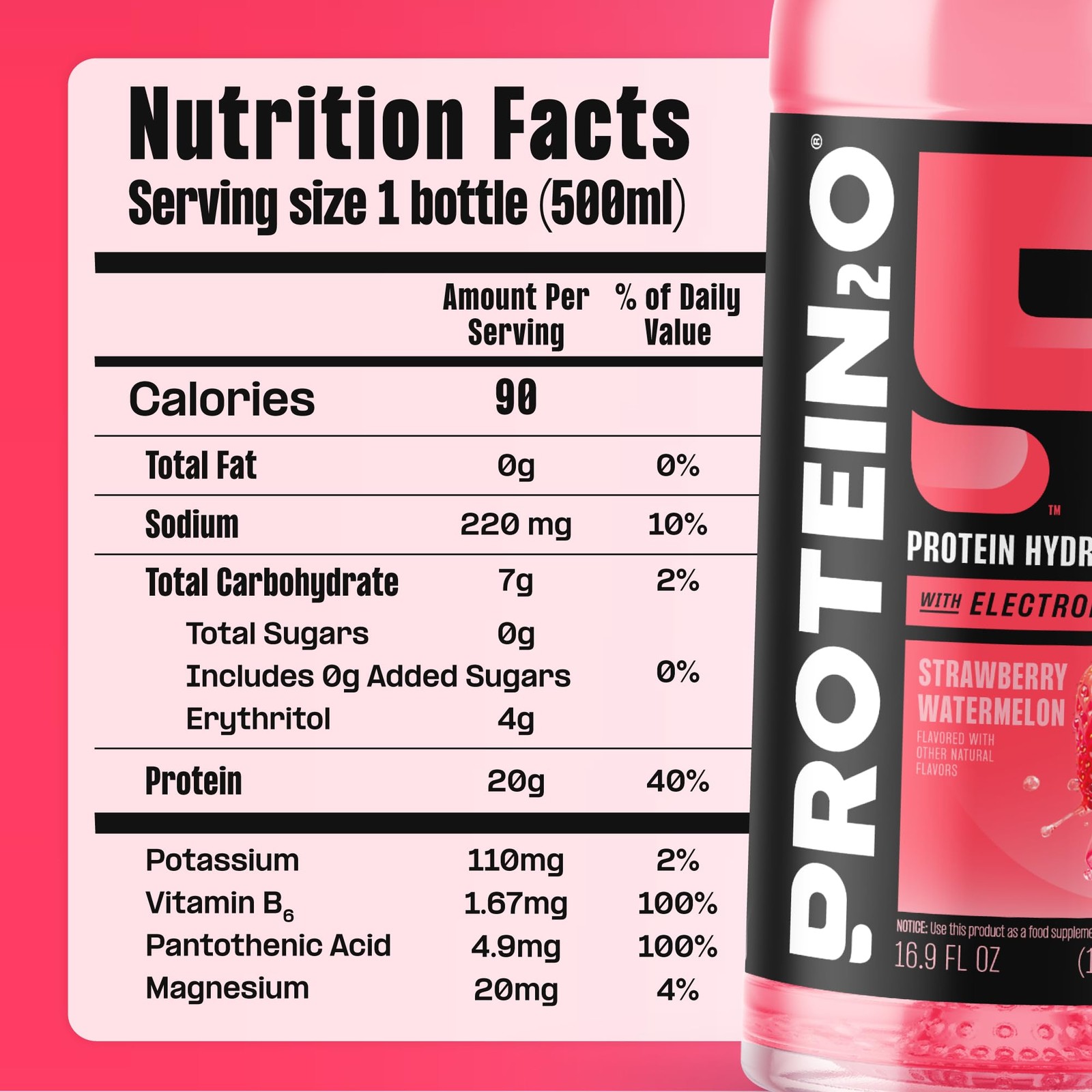 Protein2o 2-in-1 Clear Whey Protein & Electrolyte 16.9 Fl Oz (Pack of 12)