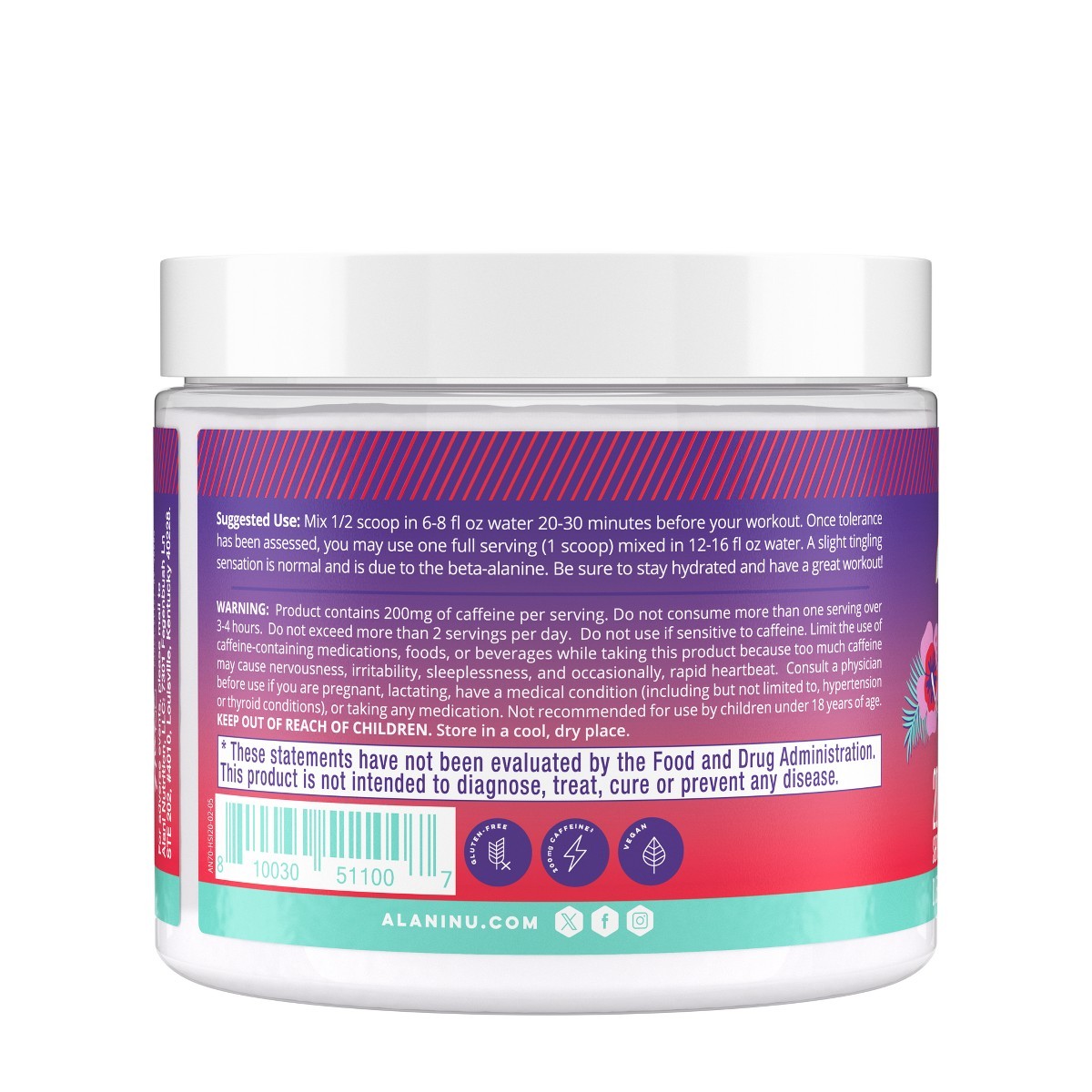 Alani Nutrition Pre-Workout Energy Supplement Powder – Hawaiian Shaved Ice-7.2oz