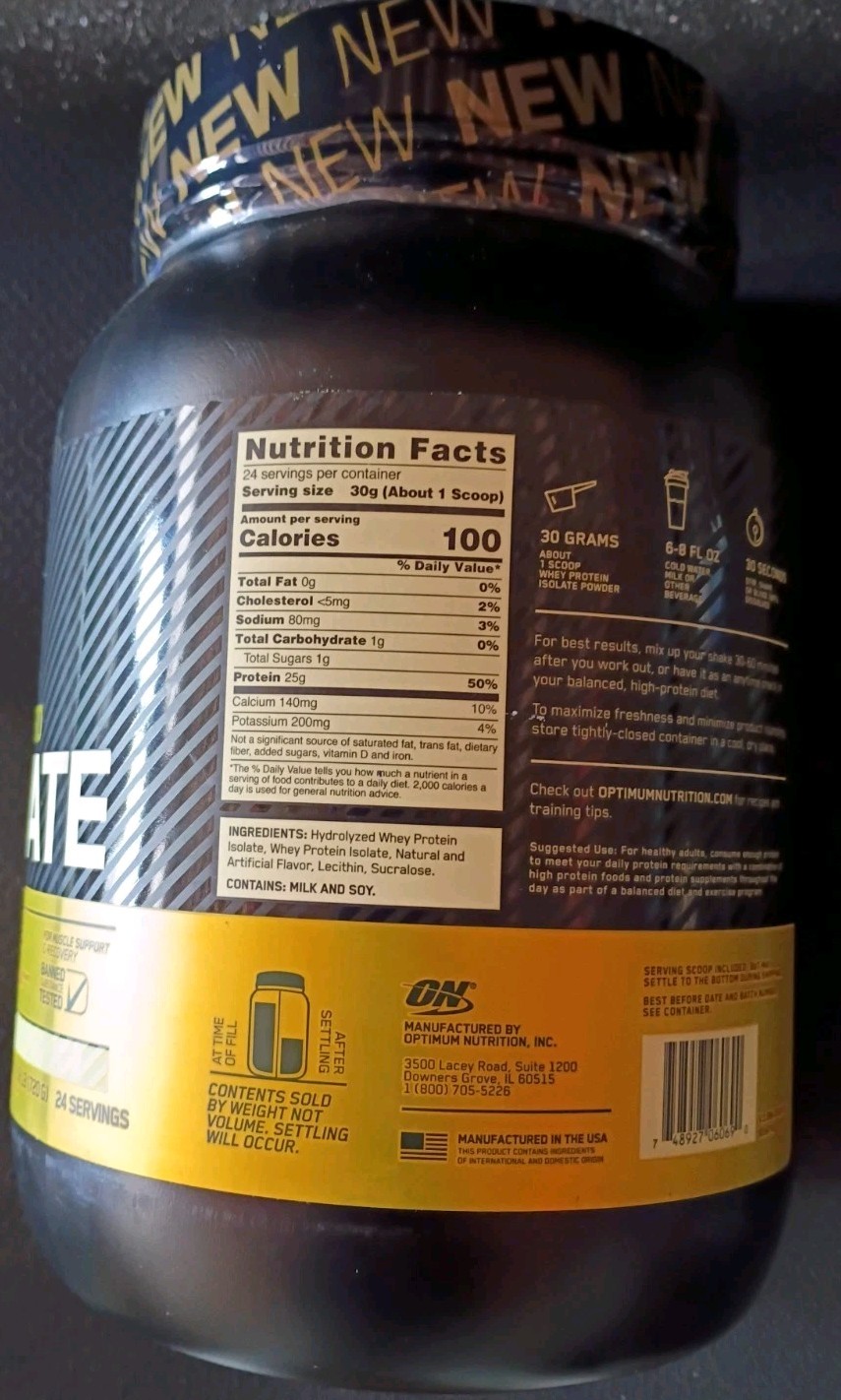 Optimum Nutrition Gold Standard 100% Whey Isolate Rich Vanilla 1.58 Lbs 03/27