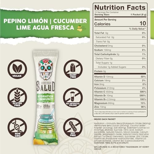 Salud 2-in-1 Hydration Packets + Immunity Electrolytes Powder – Cucumber Lime