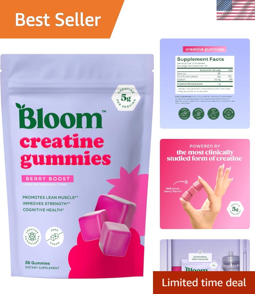 Women’s Creatine Monohydrate Gummies – Berry Boost, 36 Gummies for Strength