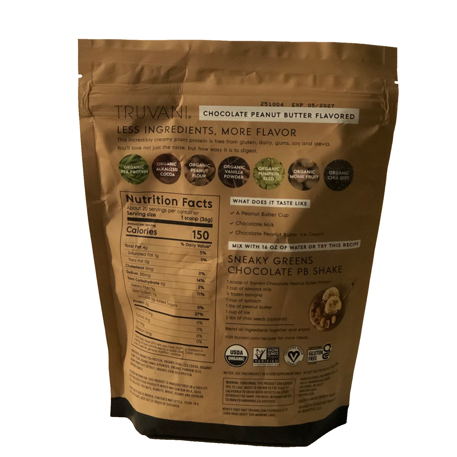 Truvani Plant Based Protein Powder — Chocolate Peanut Butter, 25.75 Oz