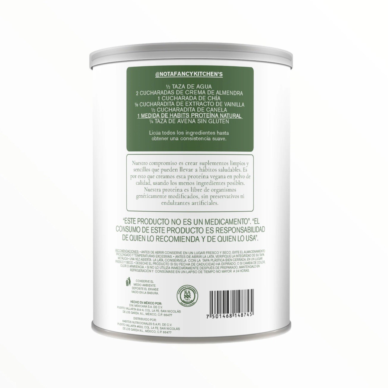 HABITS Vegan Protein Powder Natural Probiotic 488g Not A Fancy Kitchen Non-GMO