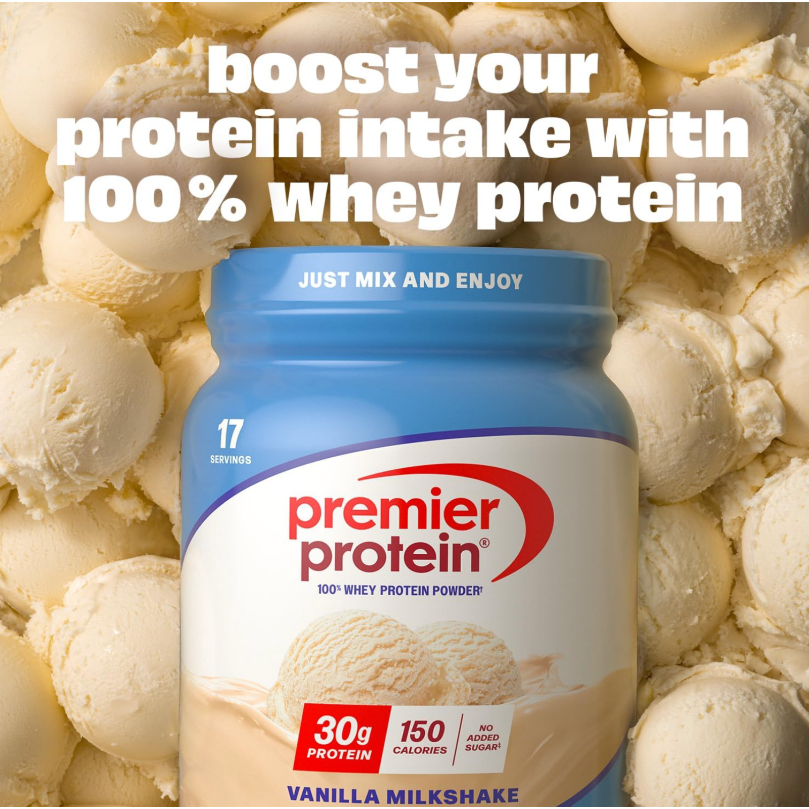 Premier Protein Powder, Vanilla Milkshake 30g Protein 1g Sugar 100% Whey Protein