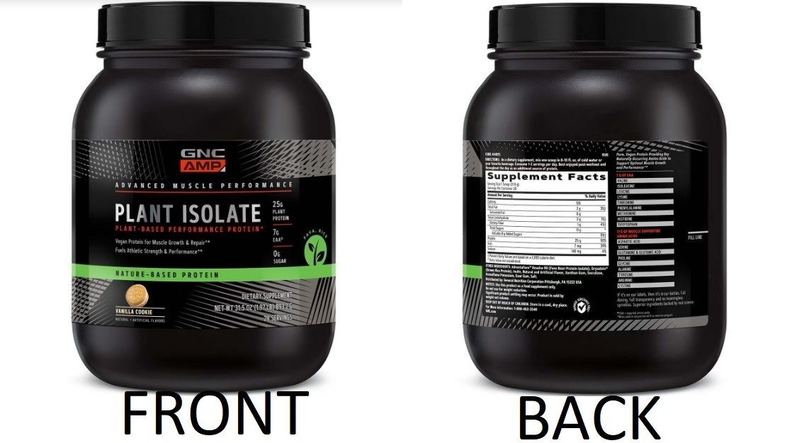 New GNC Amp Plant Isolate Protein 28 Servings Vanilla Cookie 1.97 lbs EXP 1/27