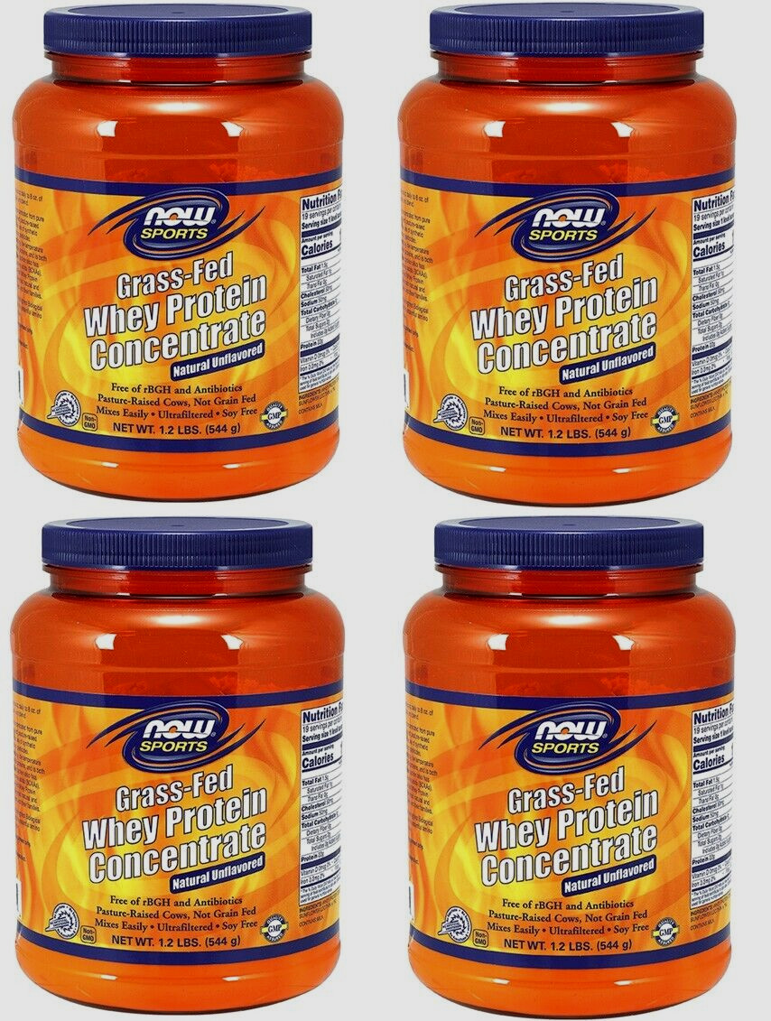 4 X 1.2 Lb= 4.8 Lbs GRASS-FED Whey Protein Concentrate Unflavored 22 G. Protein.