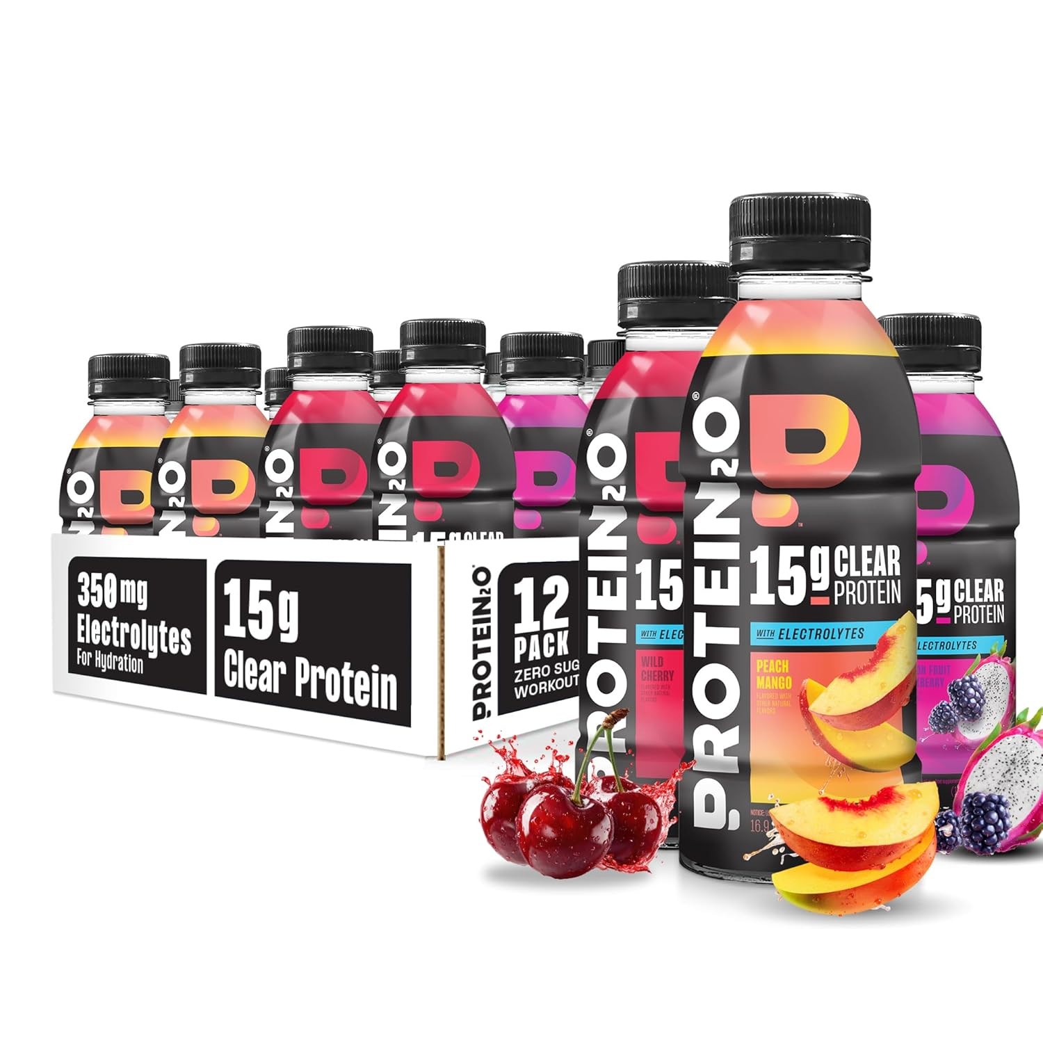 Protein2o Hydration Drink Variety Pack, 15g Whey Protein Isolate, 12 Count 16.9o