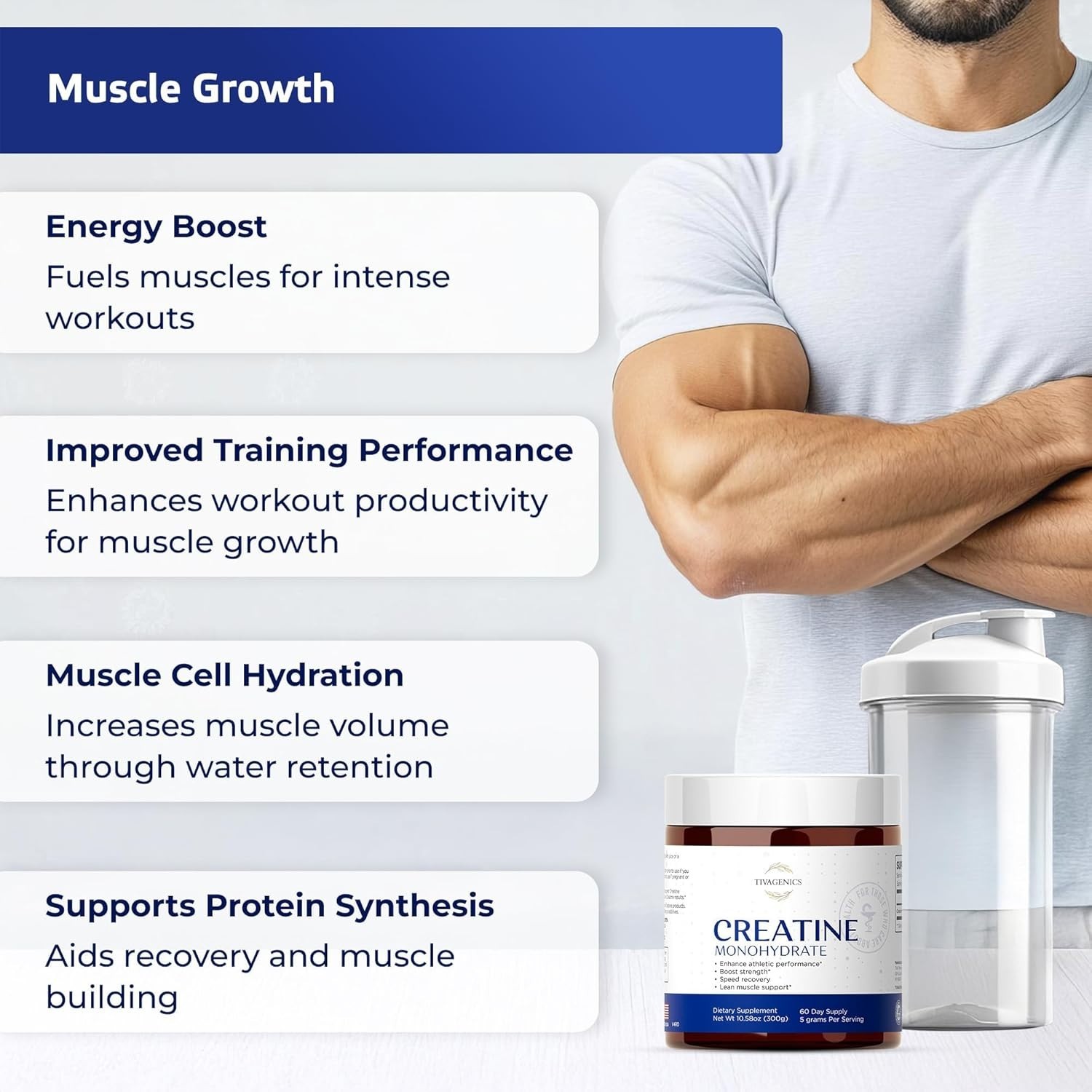 Pure Creatine Monohydrate Powder 300g – High Absorption, Micronized. 09/2026 *