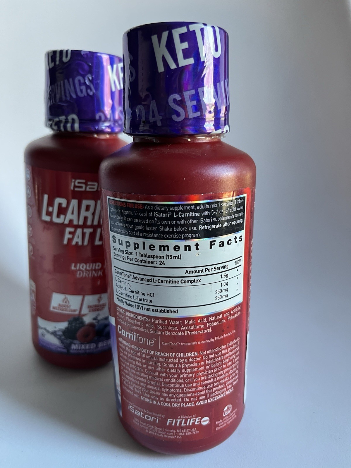 Lot Of (2) L-CARNITINE Fat Loss Metabolism Activator Mixed Berry Bb 5/26