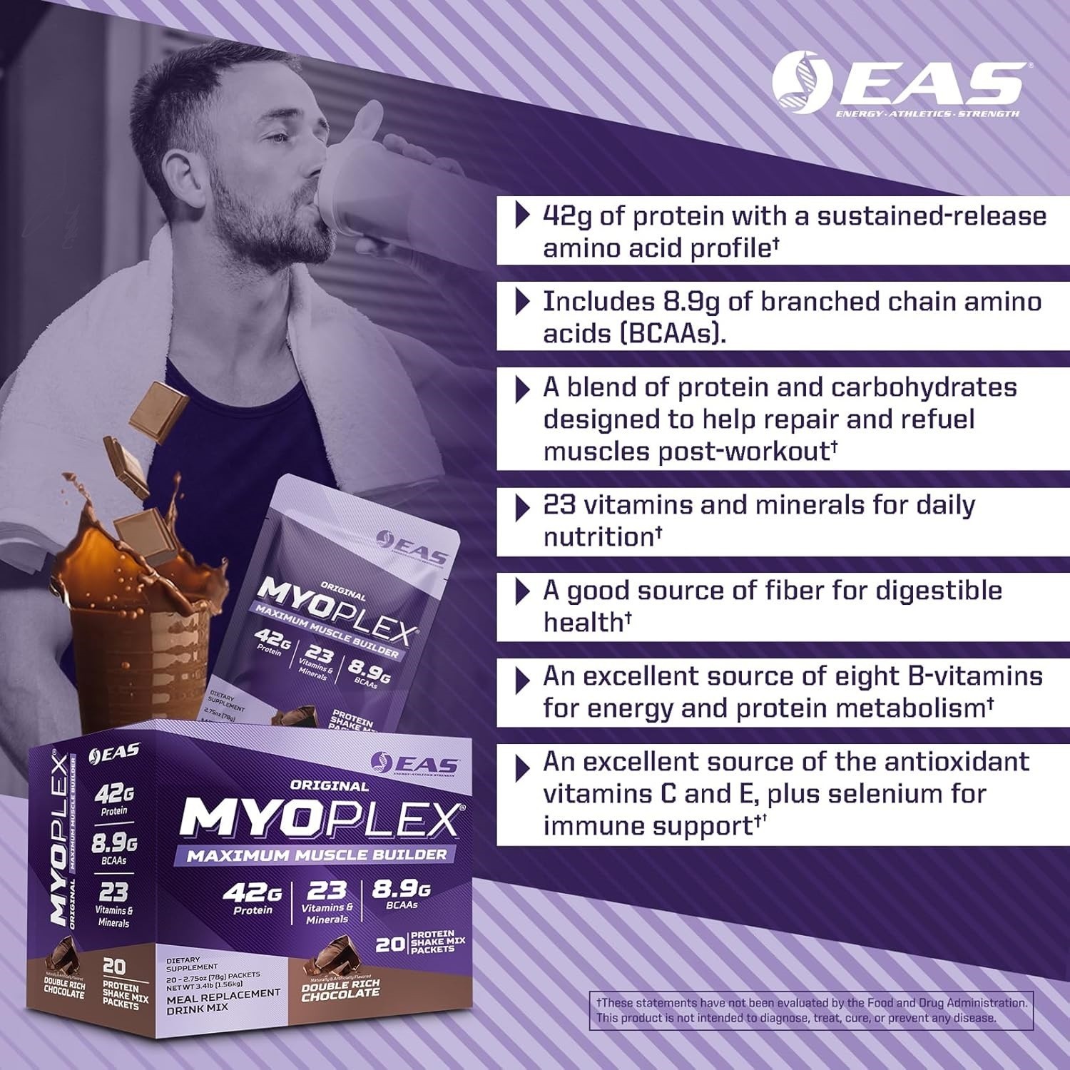 EAS Original Myoplex High Protein Meal Replacement 20 Individual Packs 6 Flavors