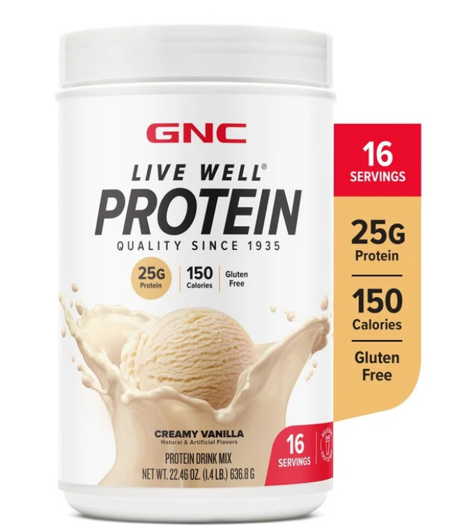 GNC Whey Protein Creamy Vanilla 16 Servings 25g Protein