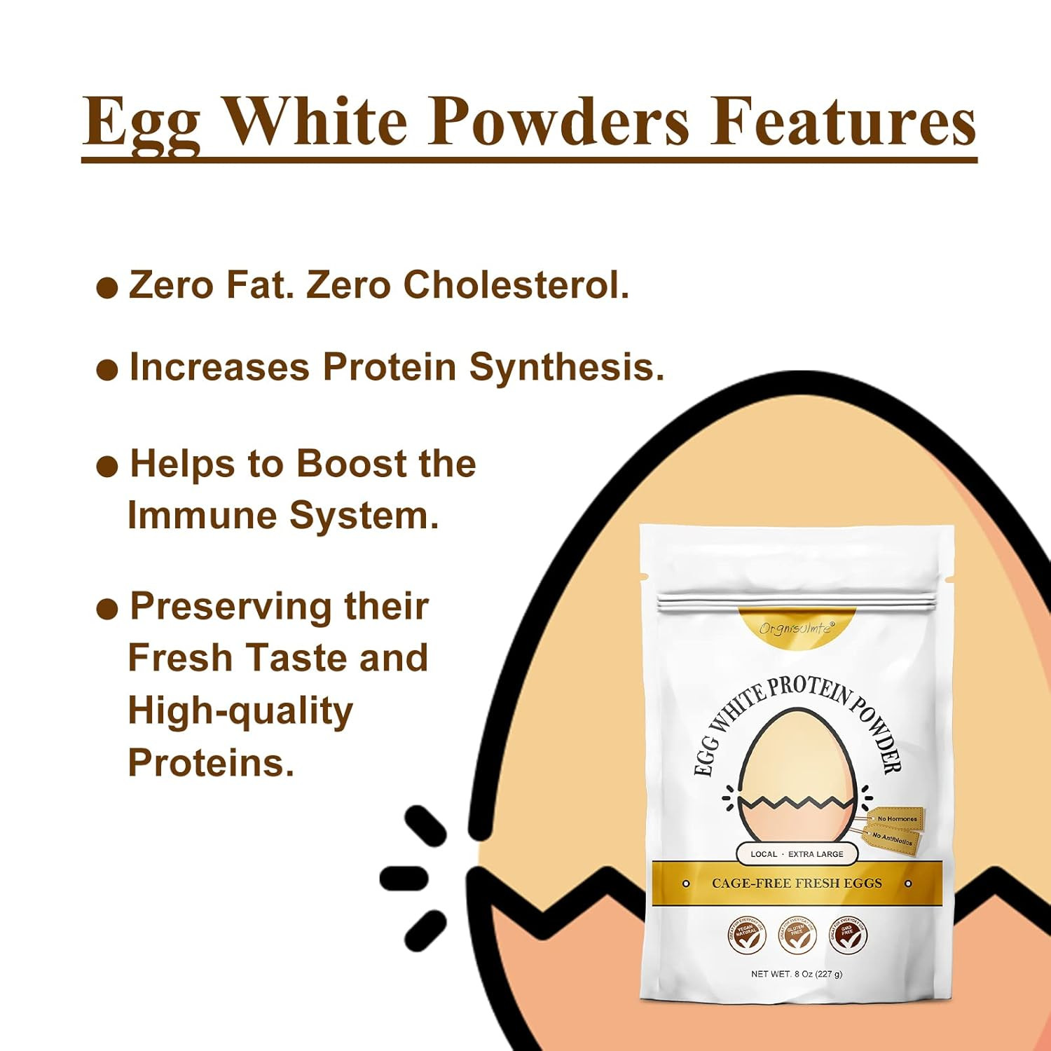 Egg White Protein Powder 8 Oz, Pasteurized Dried Egg Whites Protein, Gluten-F…