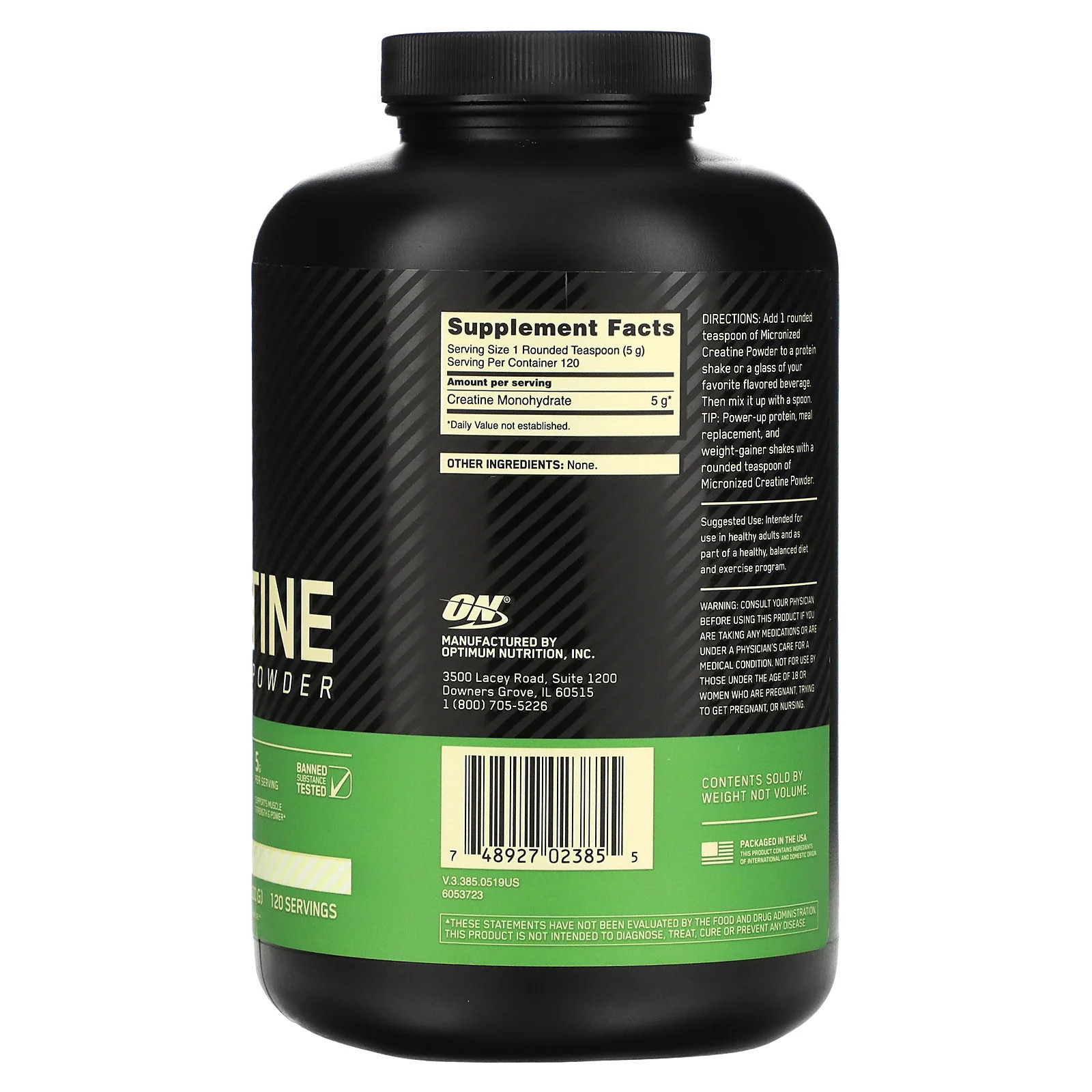 Micronized Creatine Powder, Unflavored, 1.32 Lb (600 G)