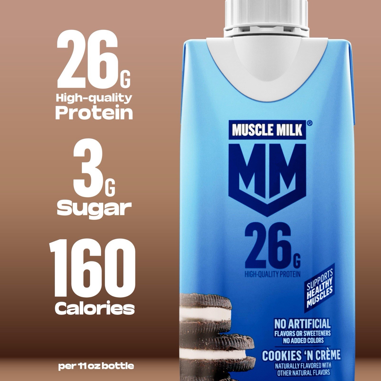 Muscle Milk High Protein Shake, Cookies ‘n Creme 🍪 11 fl oz (12 Pack)