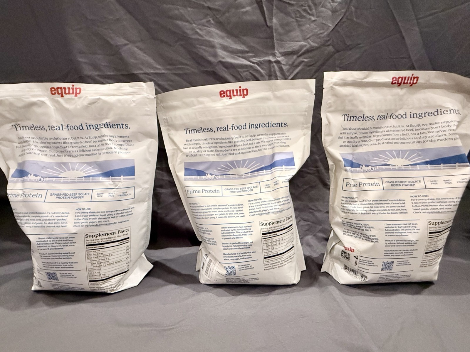 Equip Foods Prime Vanilla Protein Powder, Grass Fed Beef Protein Powder, 1.57lbs