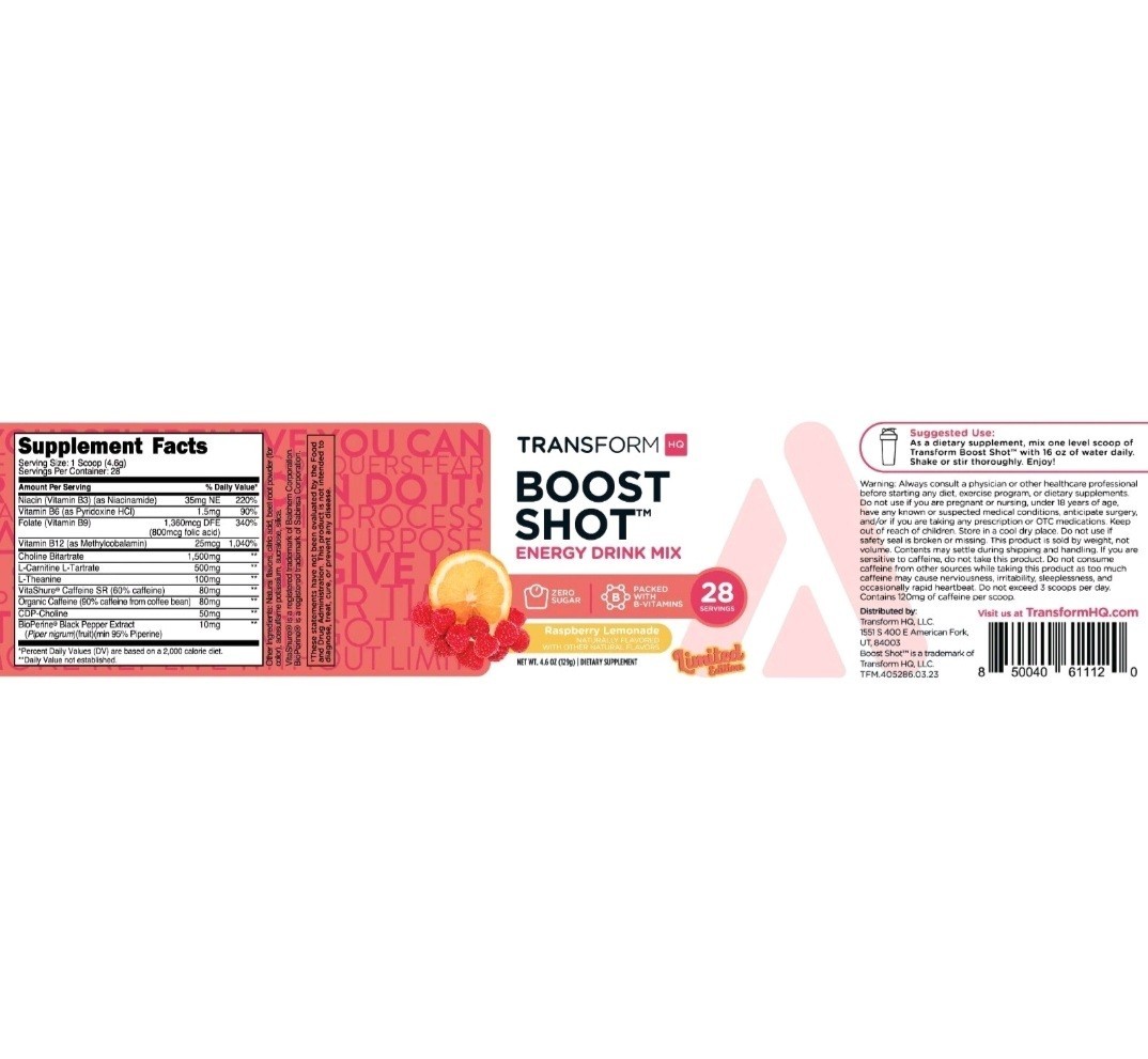 TransformHQ Everyday Boost Shot 28 Servings (Raspberry Lemonade)