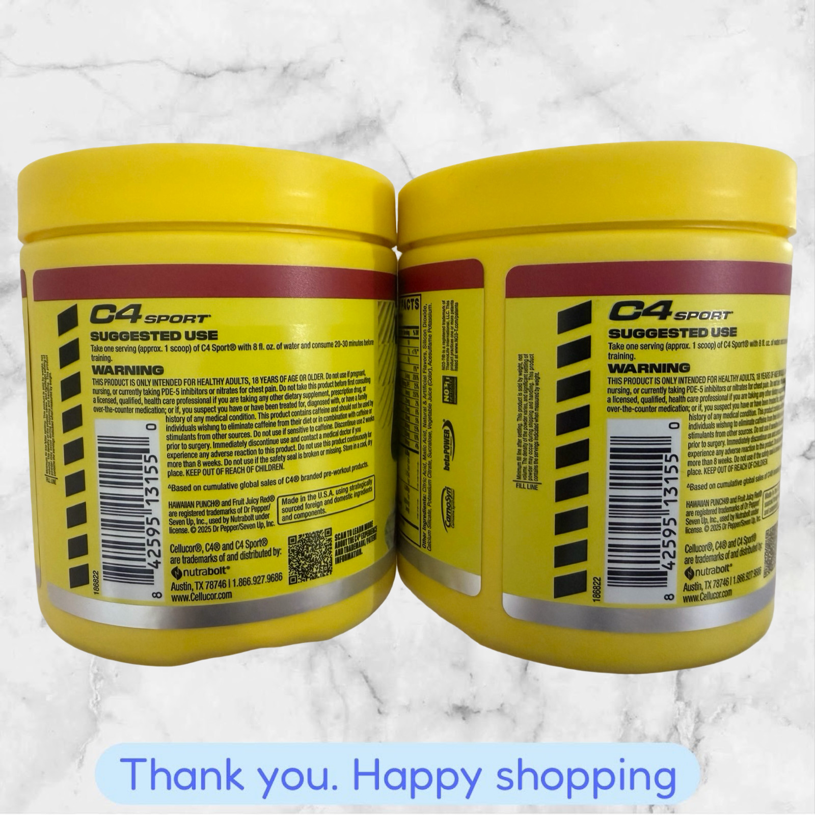 2X Cellucor C4 SPORT Pre-Workout 8.9oz Hawaiian Punch FRUIT JUICY RED EXP2027+