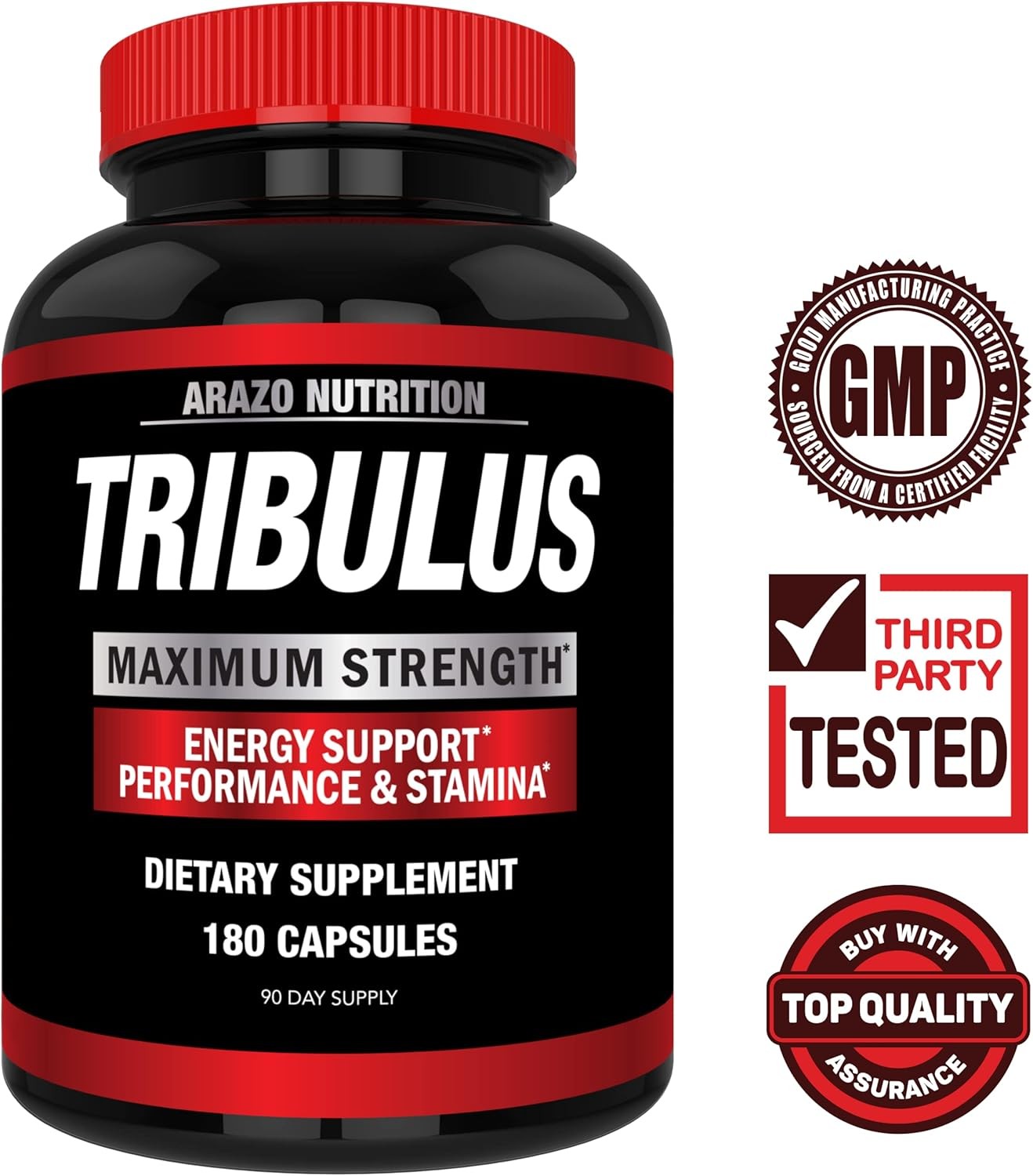 Arazo Nutrition Tribulus Terrestris 1500mg Extract Powder – 180 Capsules -…