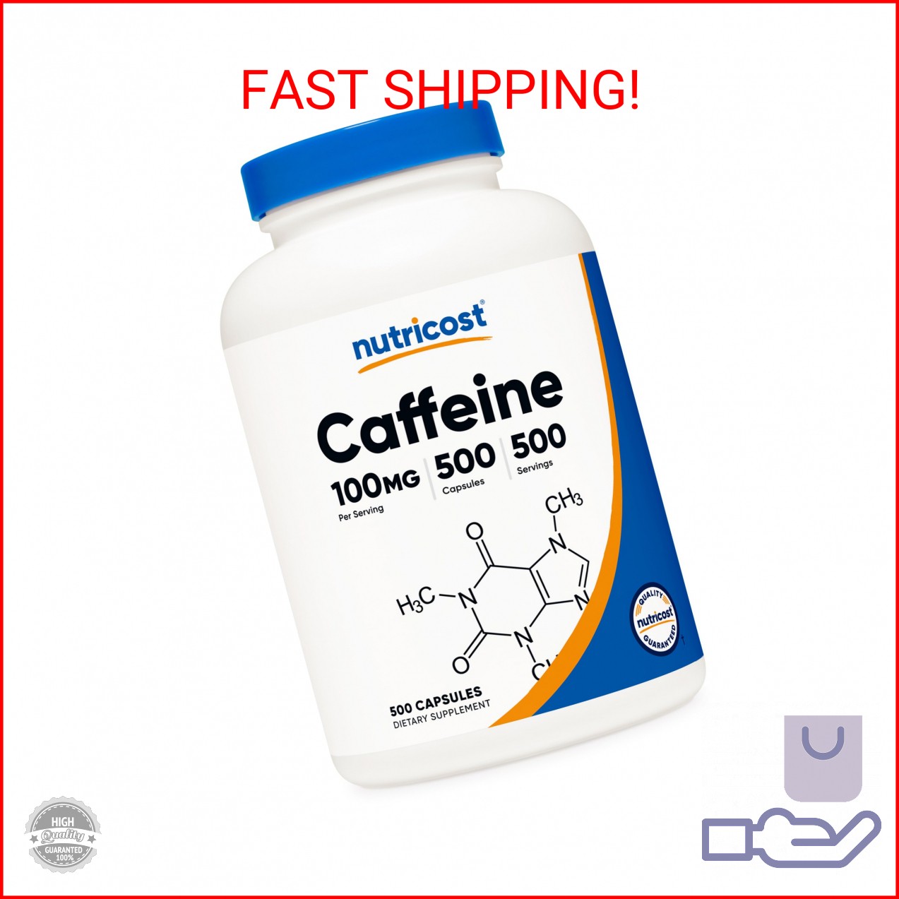 Nutricost Caffeine Pills 100mg, 500 Capsules
