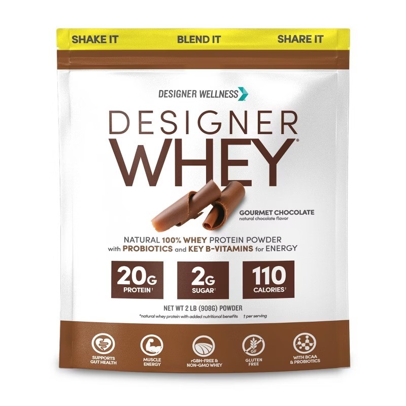 Designer Whey Protein Powder Gourmet Chocolate 32oz Gluten-Free Non-GMO