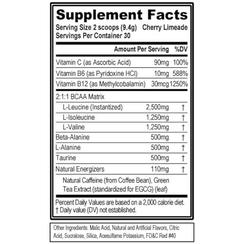 EVL BCAAs Amino Acids Powder – BCAA Energy Pre Workout for Muscle Recovery