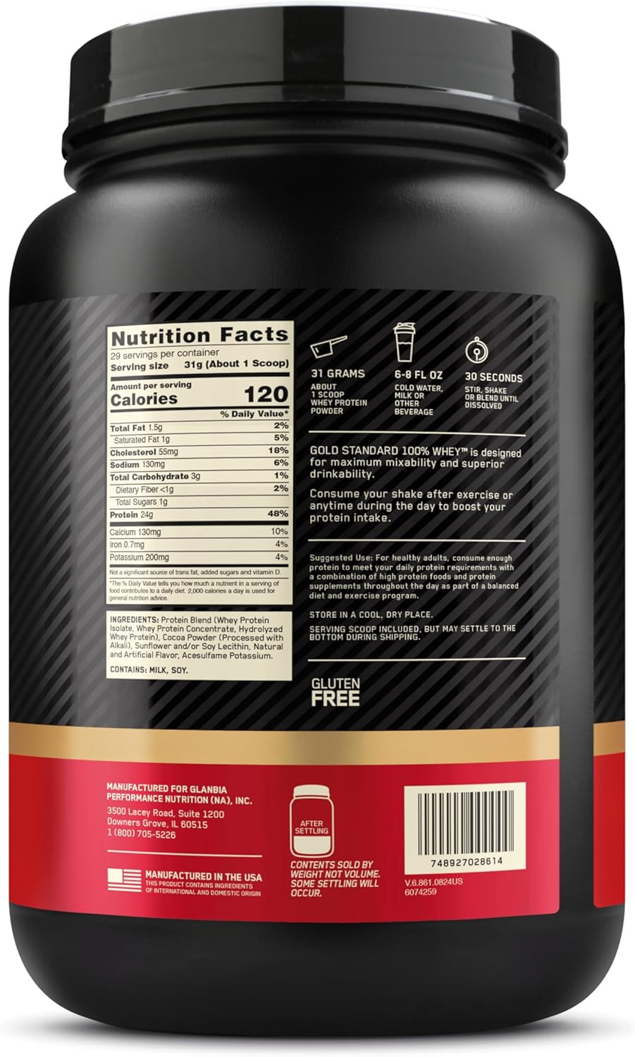 Optimum Nutrition Gold Standard 100% Whey Protein Double Rich Chocolate 2lb