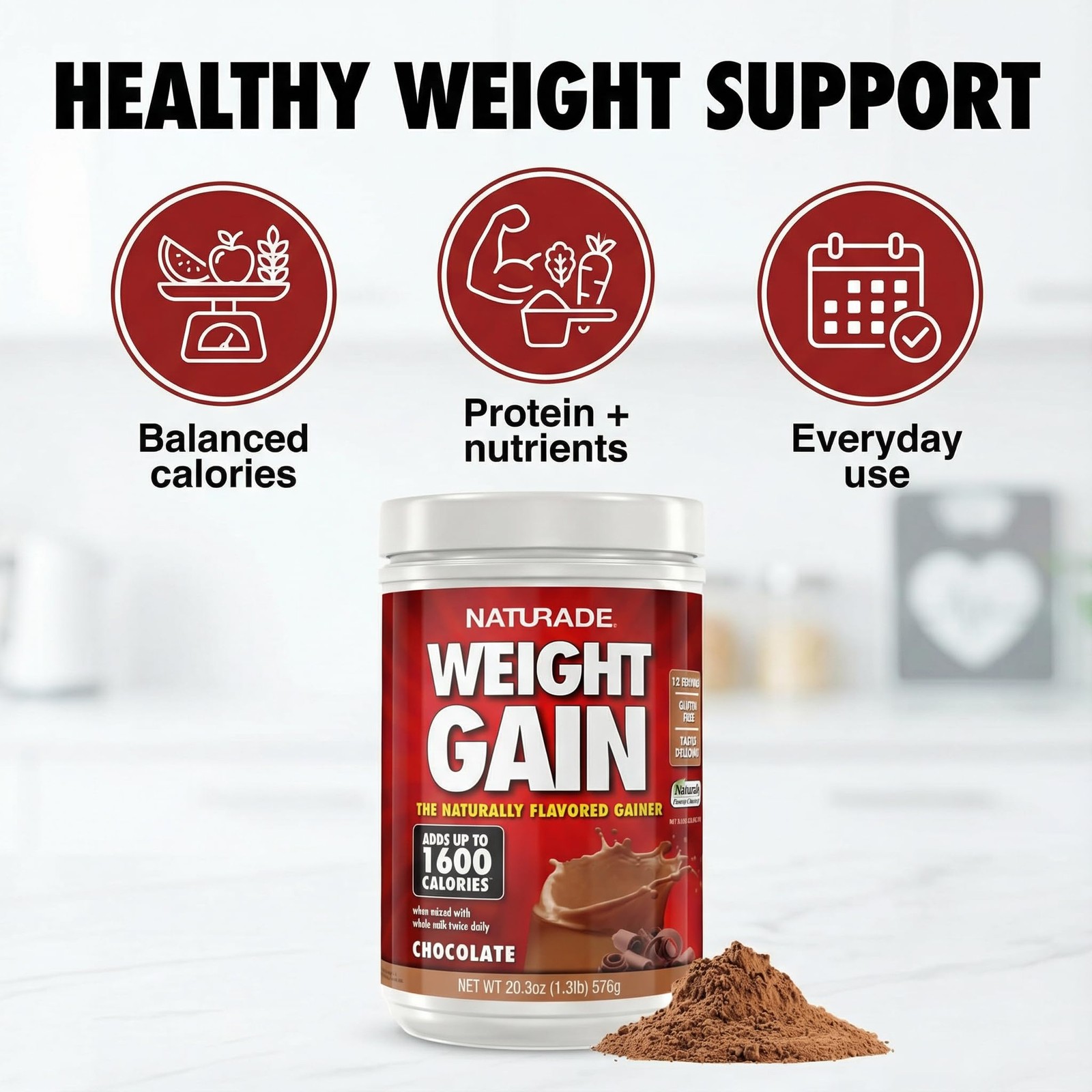 Naturade Weight Gain Nutrition Drink Mix for Healthy Weight Support, Balanced…