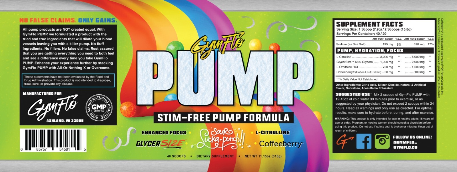 PUMP Stim-Free Formula: Sour Sucka Punch(Sour Candy)