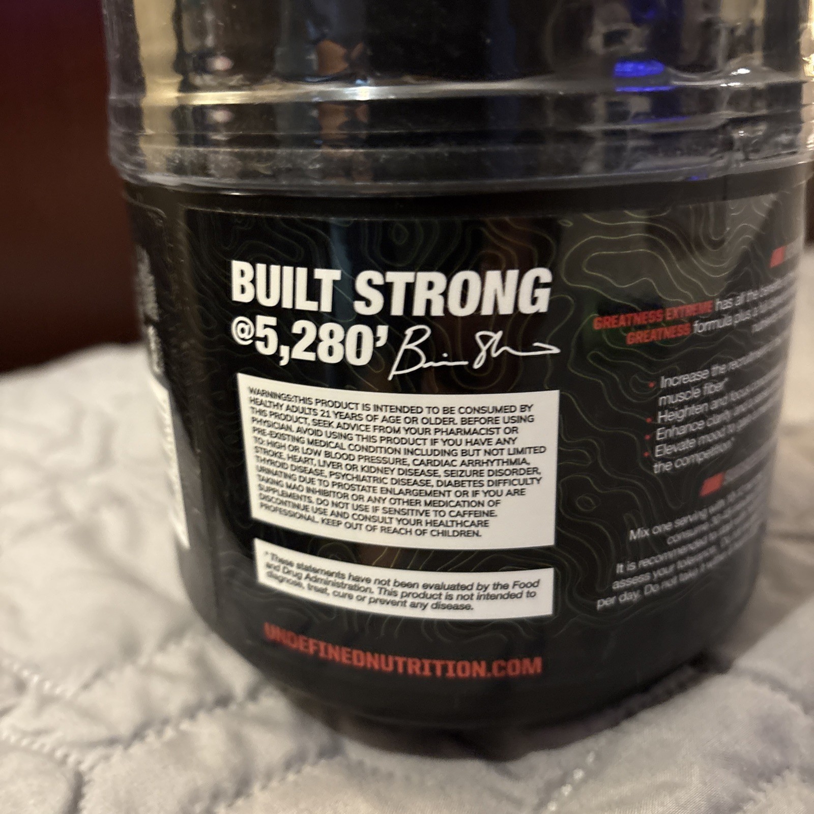 UNDEFINED NUTRITION PRE WORKOUT GREATNESS EXTREME Exp 11/27