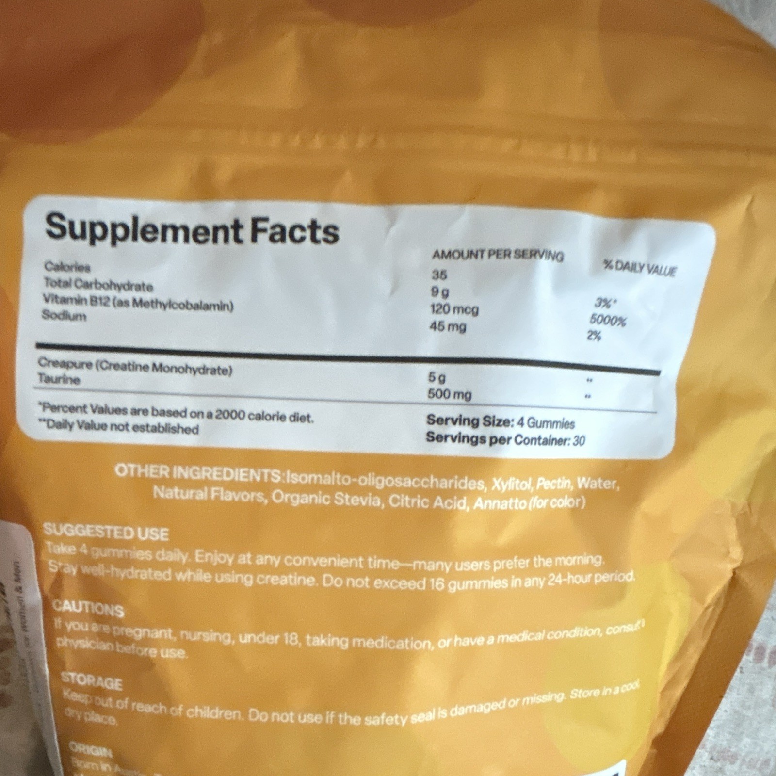Vybrance Labs Creatine Monohydrate Gummies Citrus Mango Vegan 120 ct