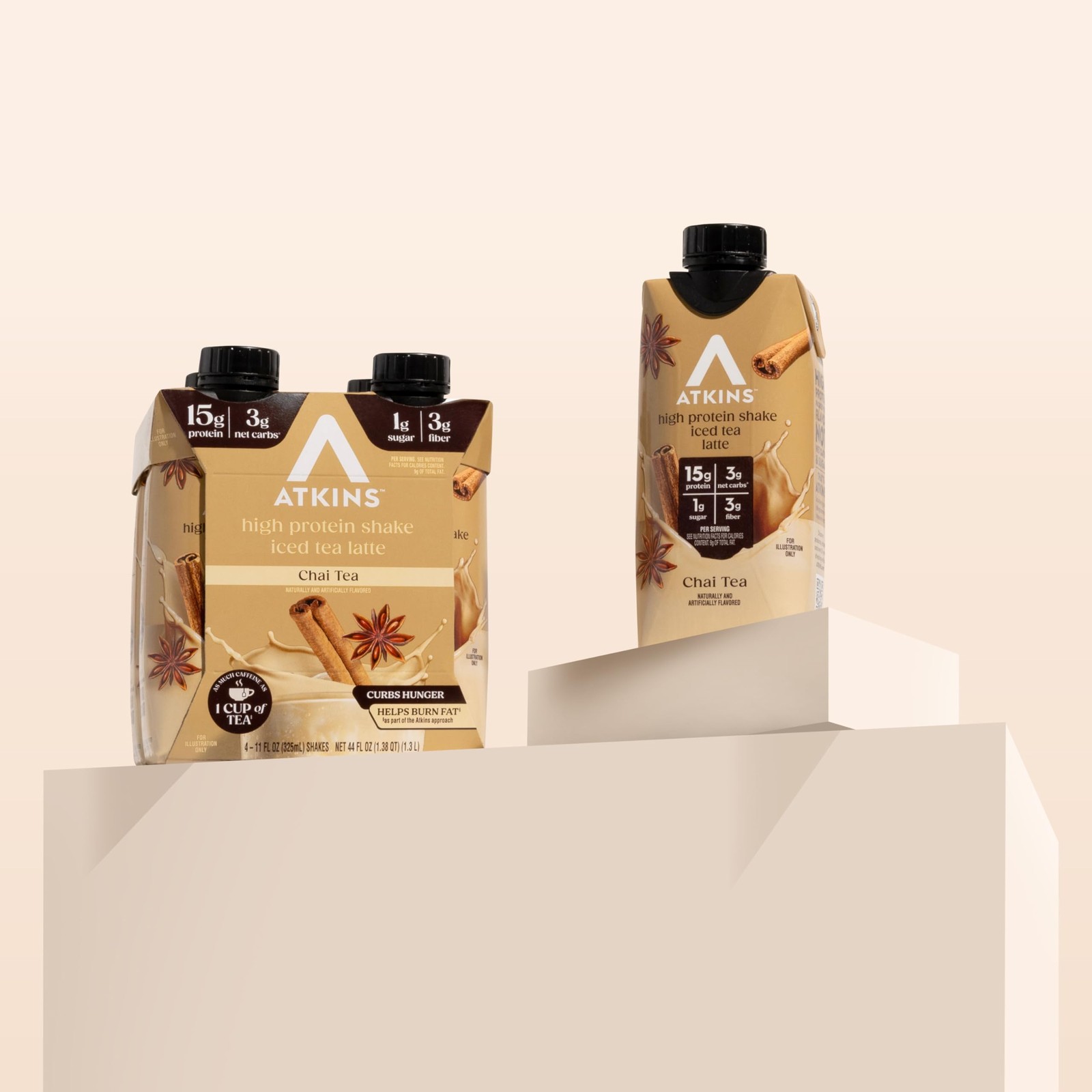 Atkins Chai Tea Latte Flavored High Protein Shake, 12 11 Fl Oz (Pack of 12)