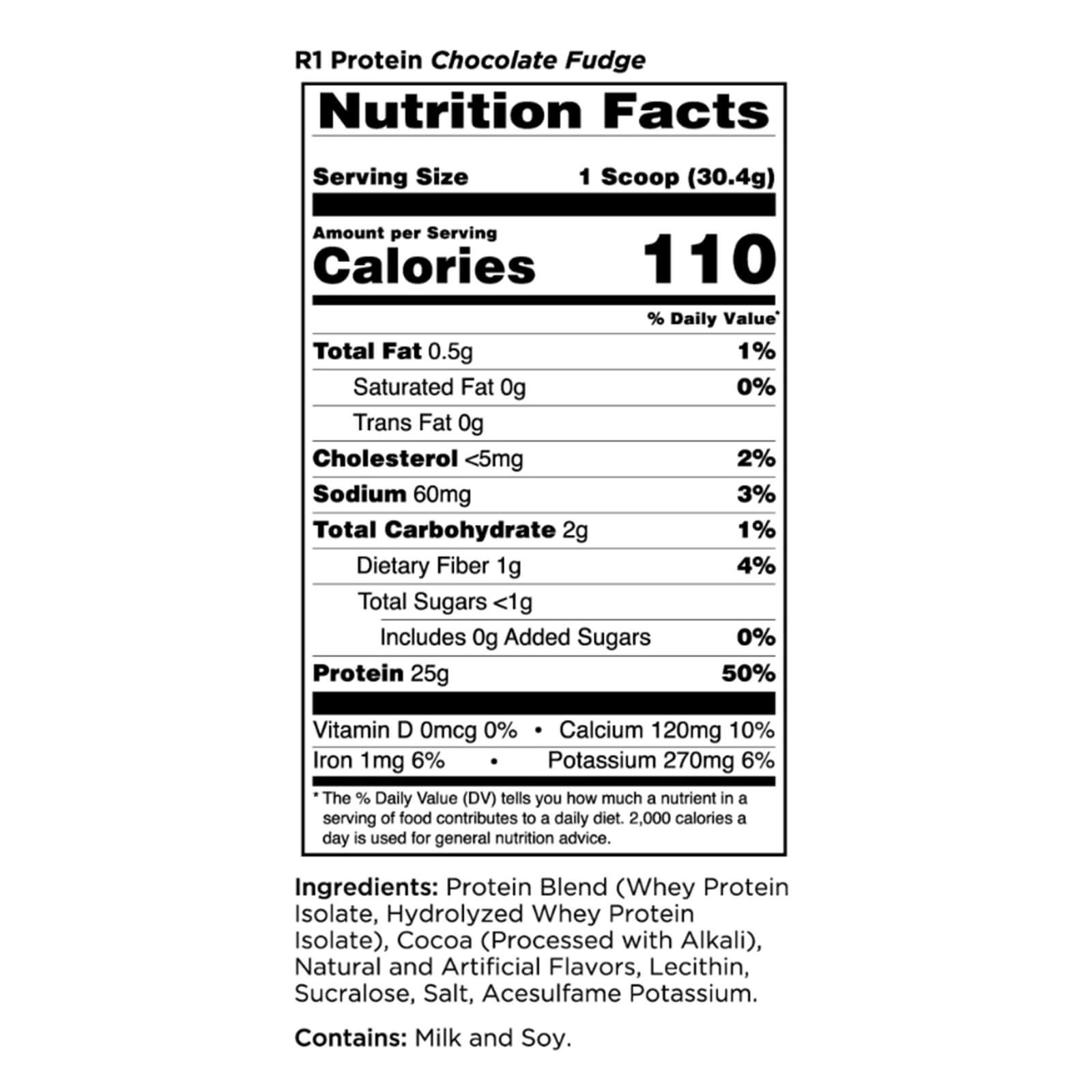 RULE 1 Protein 16 serv Chocolate Fudge Whey Protein Isolate Hydrolysate 1.07lb