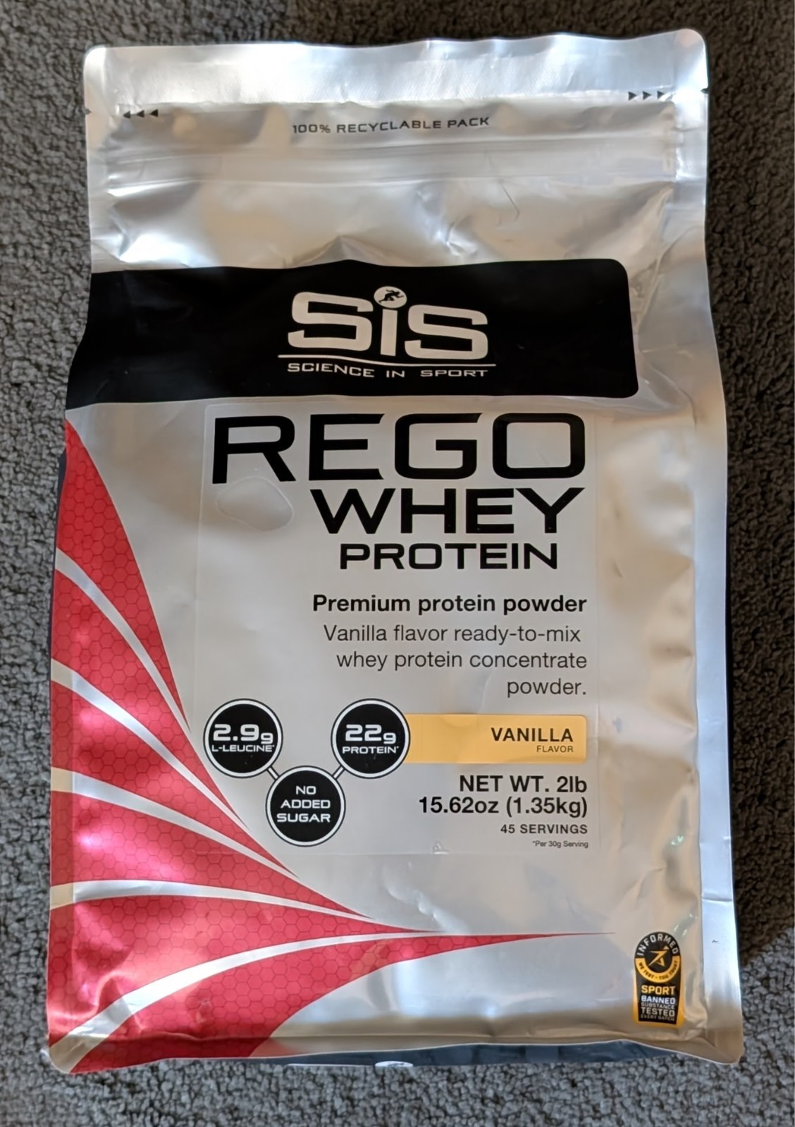 REGO Whey Protein Drink Powder – 1.35kg – 2lbs 15.62oz – Vanilla – 45 Servings