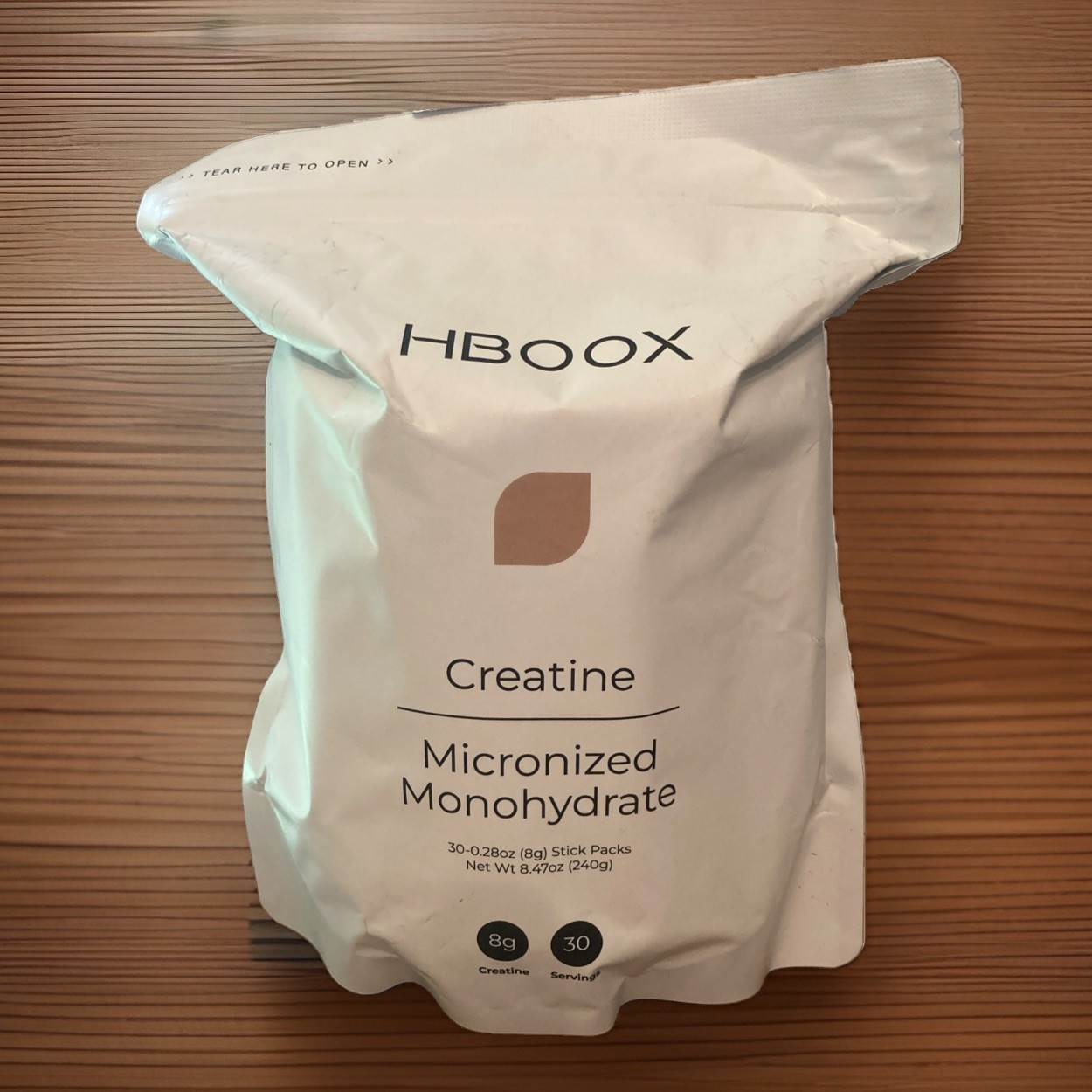 hboox creatine micronized Monohydrate 30 5gram stick packs. 30 servings