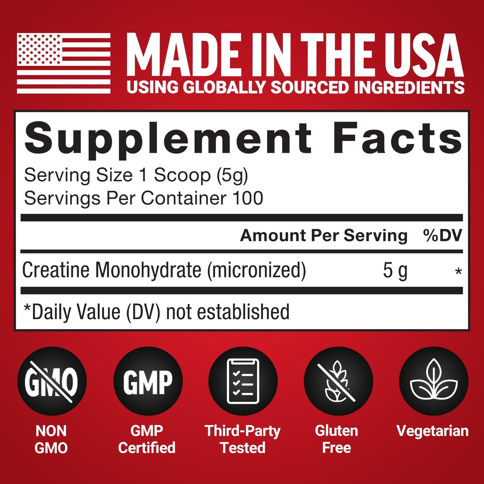Micronized Creatine Monohydrate Powder 5g – Muscle Growth, Strength & Recovery,