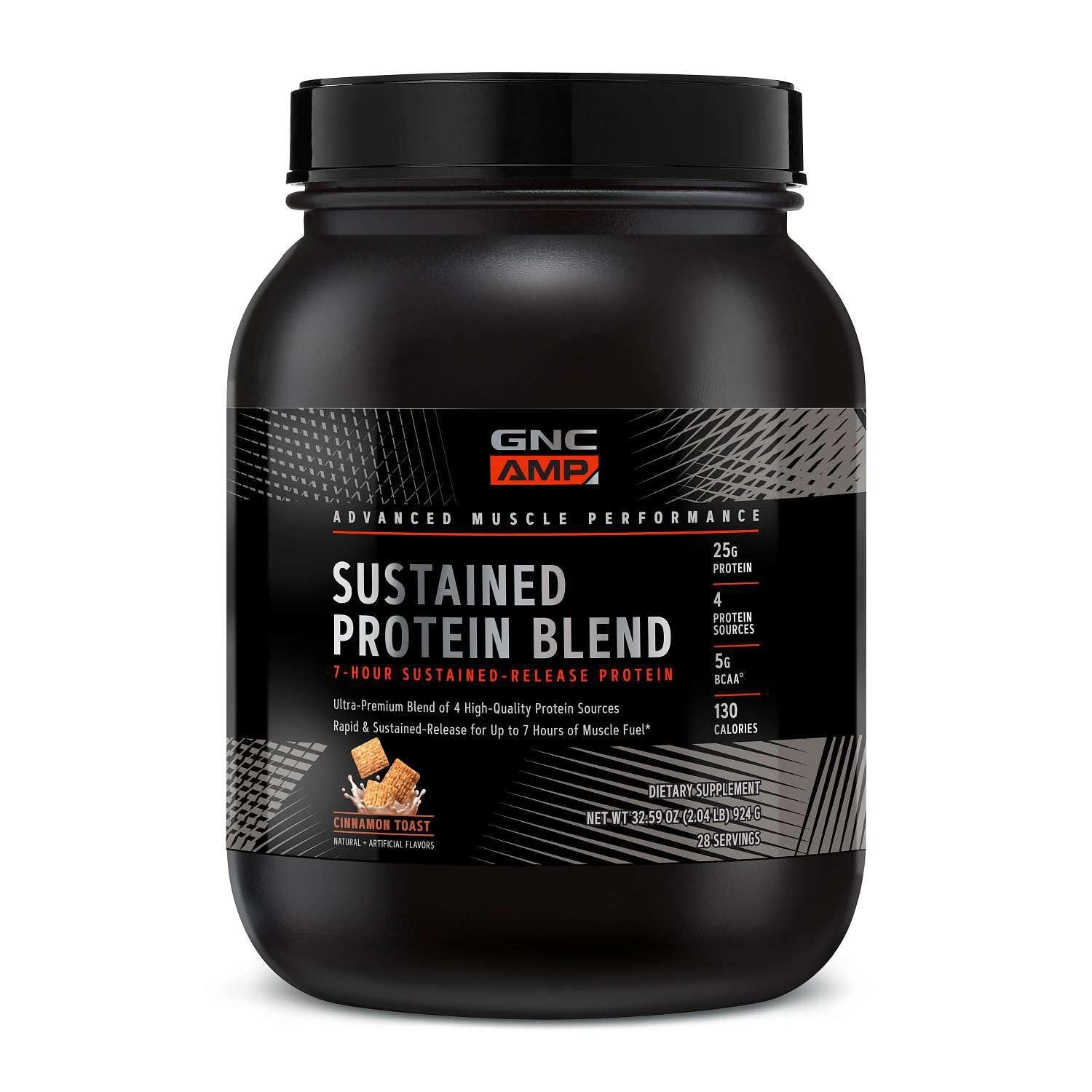 GNC AMP Sustained Protein Blend – Cinnamon Toast (28 Servings) BB 6/27