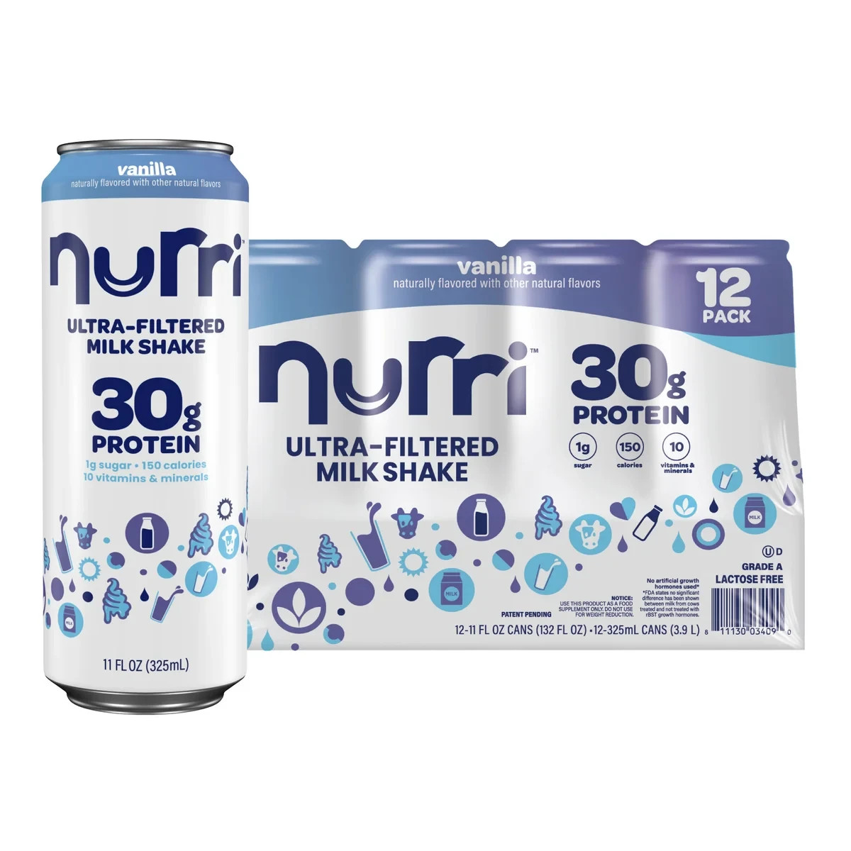 PROTEIN 30G MILK SHAKE DIETARY SUPPLEMENT NURRI VANILLA DRINK VITAMINS LOW SUGAR