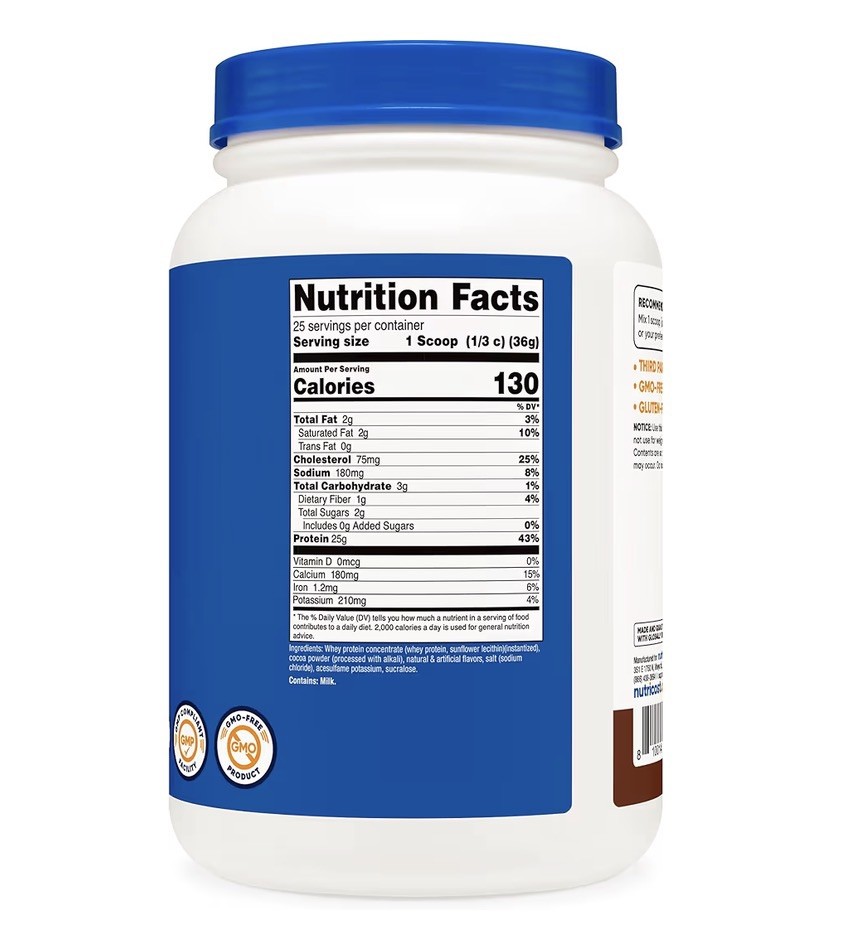 Whey Protein Concentrate (Chocolate) 2 LBS; Sealed, Exp 3/2028