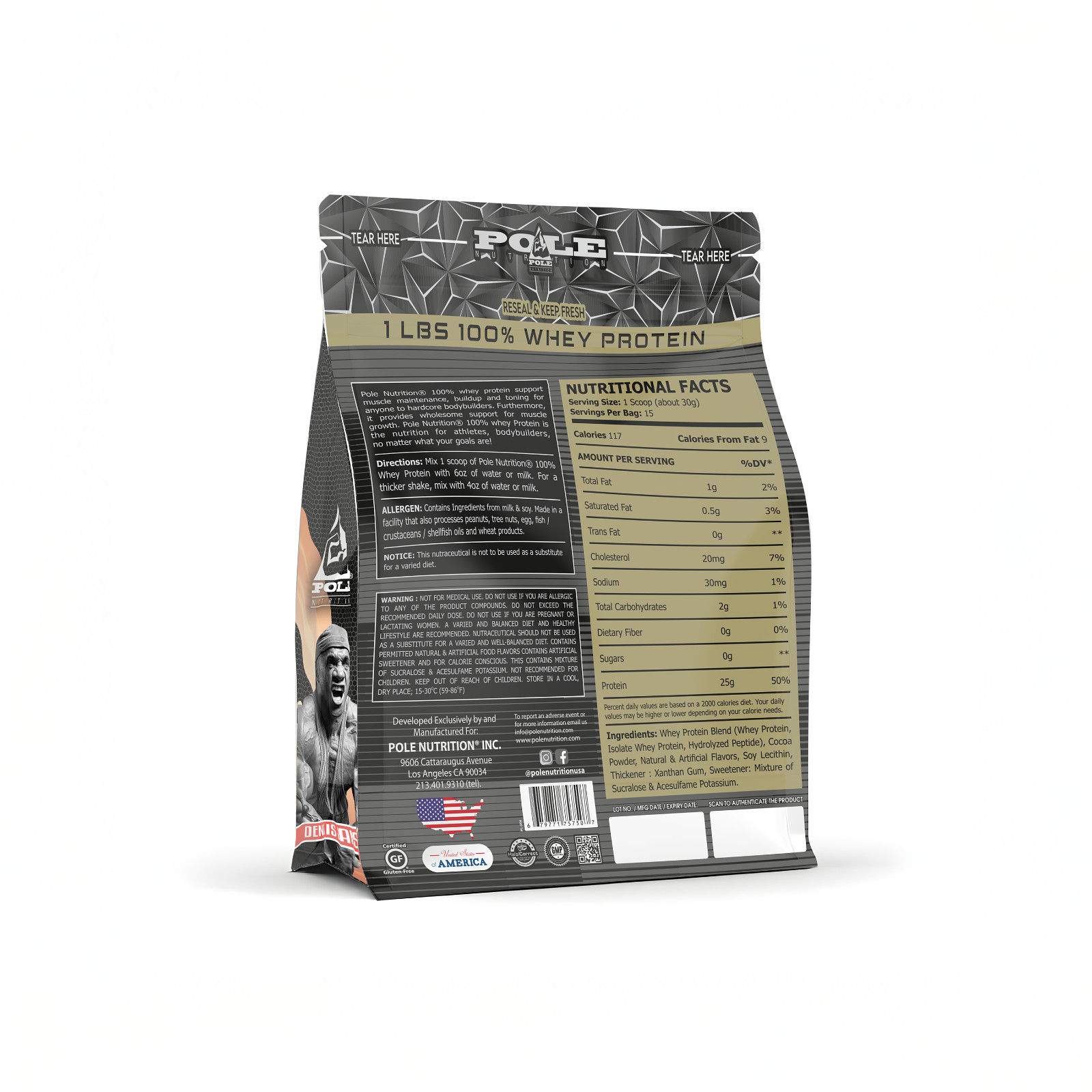 Pole Nutrition Whey protein High Protein Zero Sugar Lean Shake 1 lbs 15 Servings