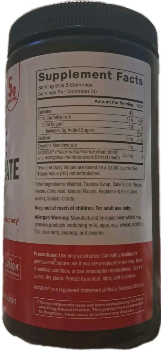 Force Factor Creatine Monohydrate Gummies – Mixed Berry Flavor – 150ct