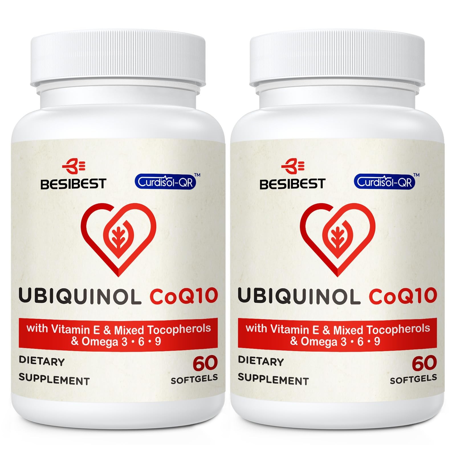 Ubiquinol CoQ10-600mg-Softgel, Active Coq10 Ubiquinol Supplement with Vitamin E