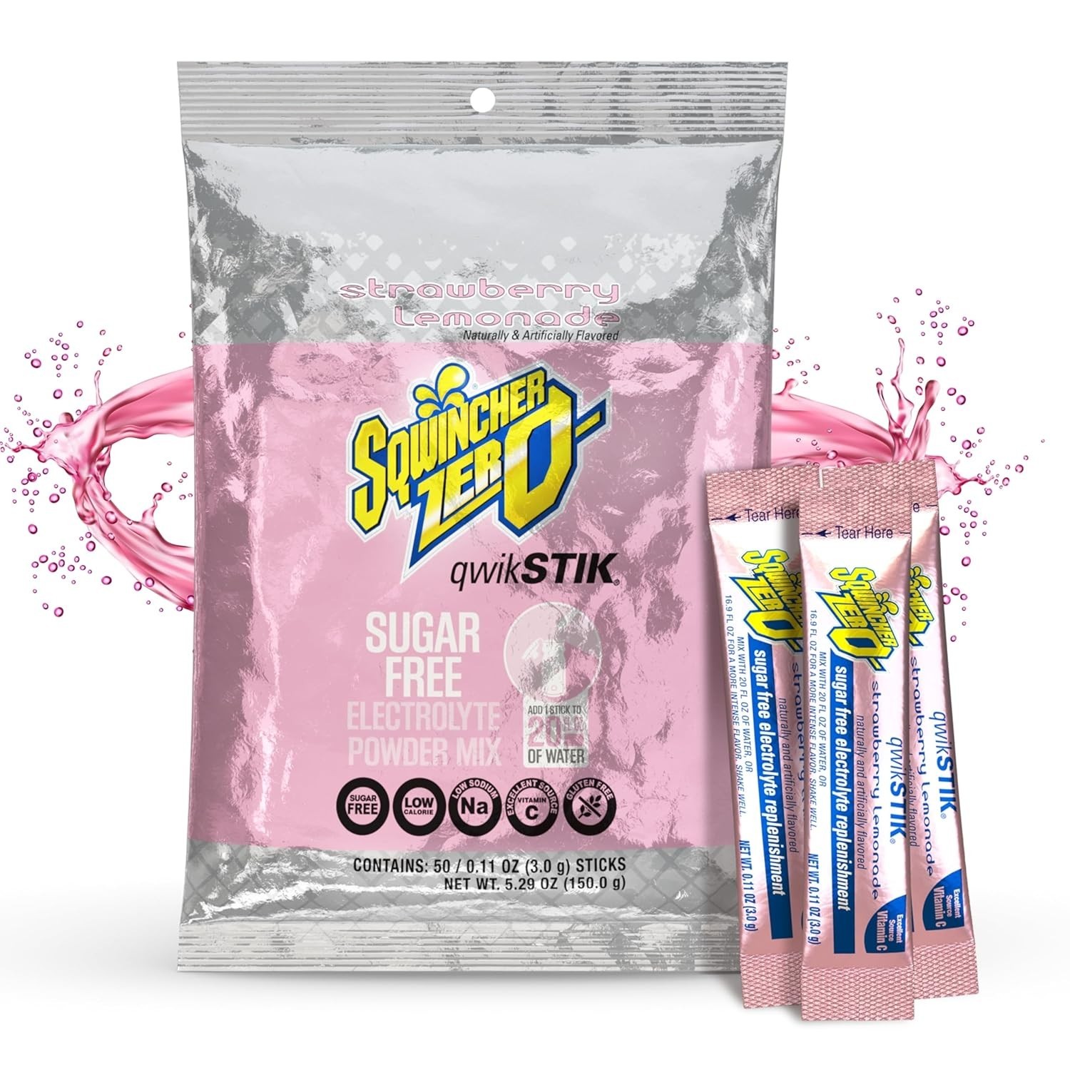 Zero Qwik Stik Strawberry Lemonade Electrolyte Hydration Mix [50pk]