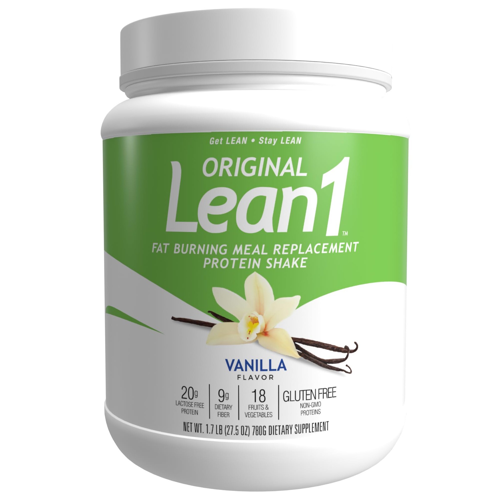 Lean1 Vanilla Meal Replacement Protein Shake Powder 15 Servings Weight Loss