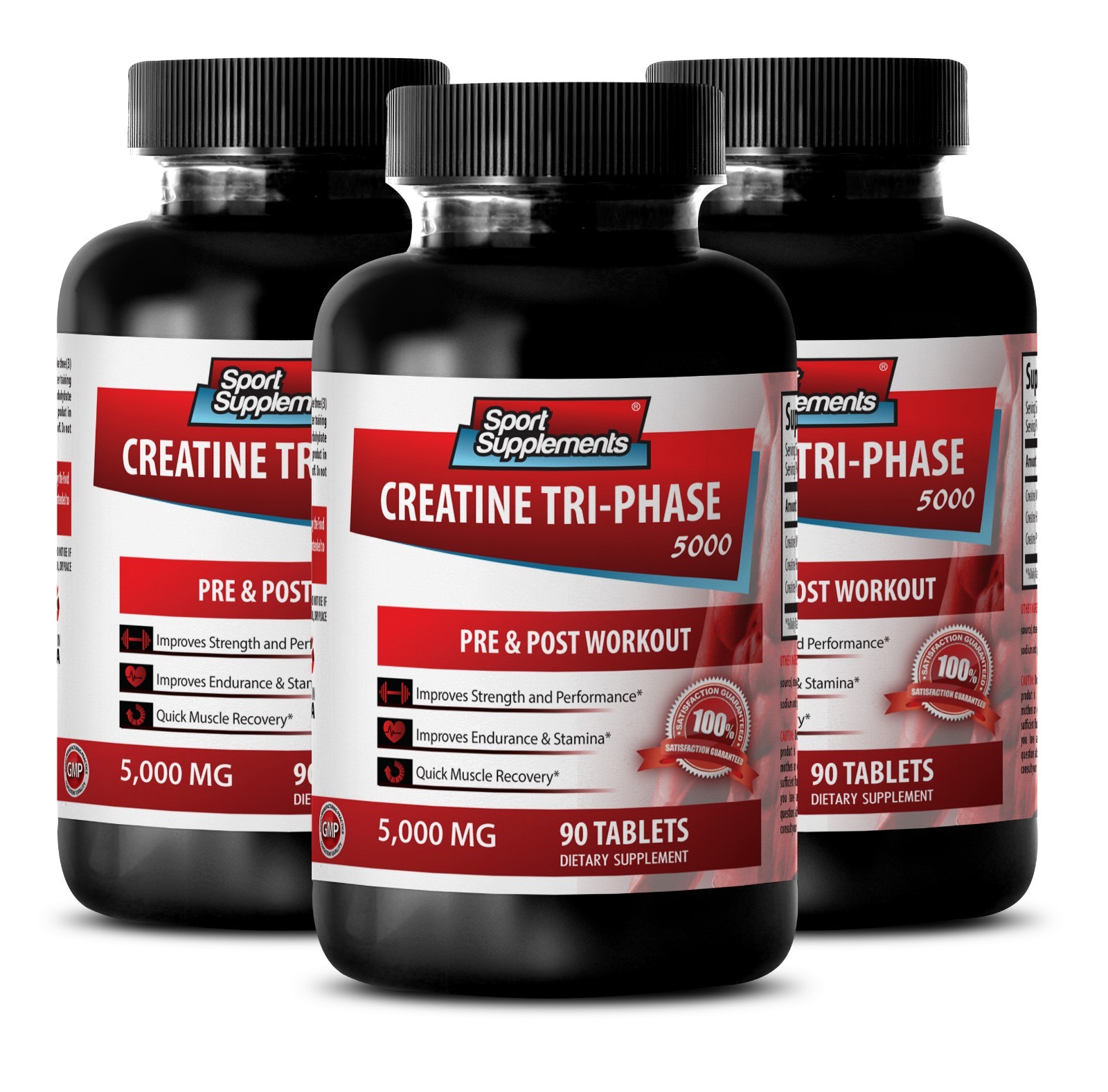 Creatine Tablets – Creatine Tri-Phase 5000 mg – Delay Workout Fatigue 3B