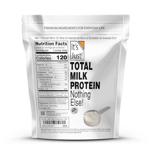 It’s Just! Total Milk Protein Concentrate Powder 2.5lb Unflavored Non-GMO Gluten