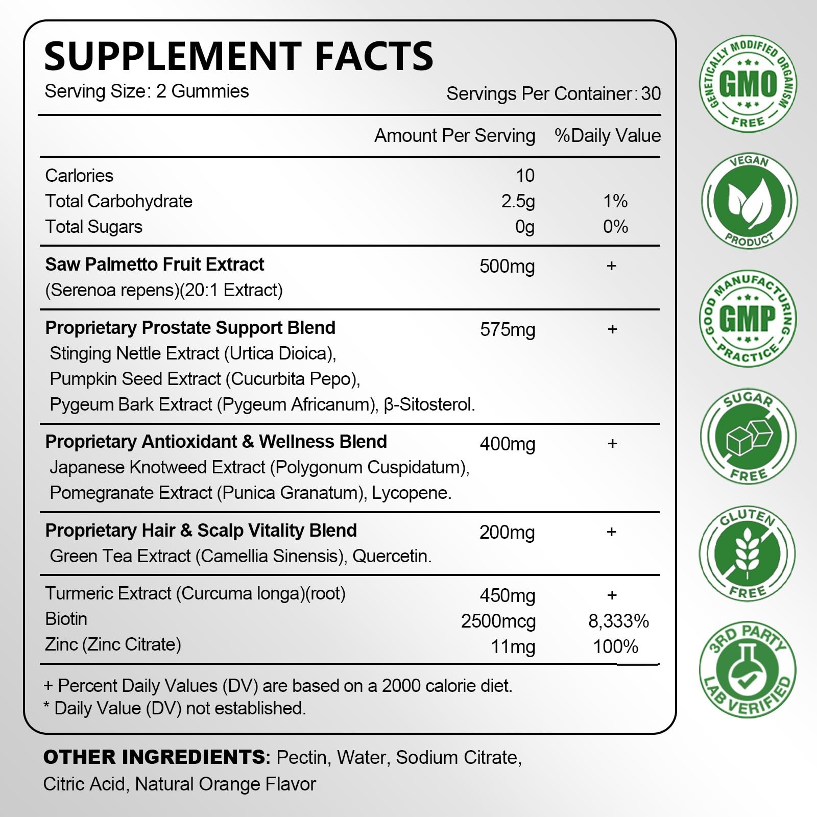 2 Pack Saw Palmetto for Men Gummies, Extra Strength DHT 60 Count (Pack of 2)